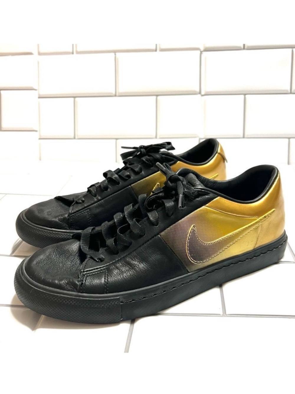 Nike Blazer Low x Pedro Lourenco Black and Gold Low Top Sneakers Leather Size 8